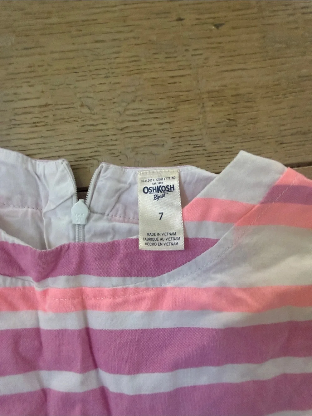 OshKosh B'gosh Pink, Lavender & White Striped Sleeveless Dress